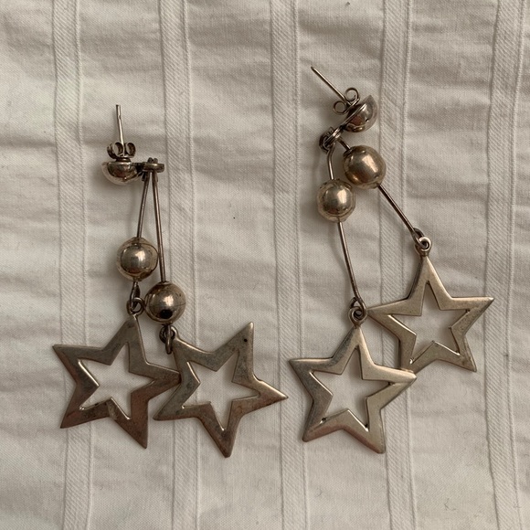 Sterling silver 925 hanging star earrings - Picture 1 of 3